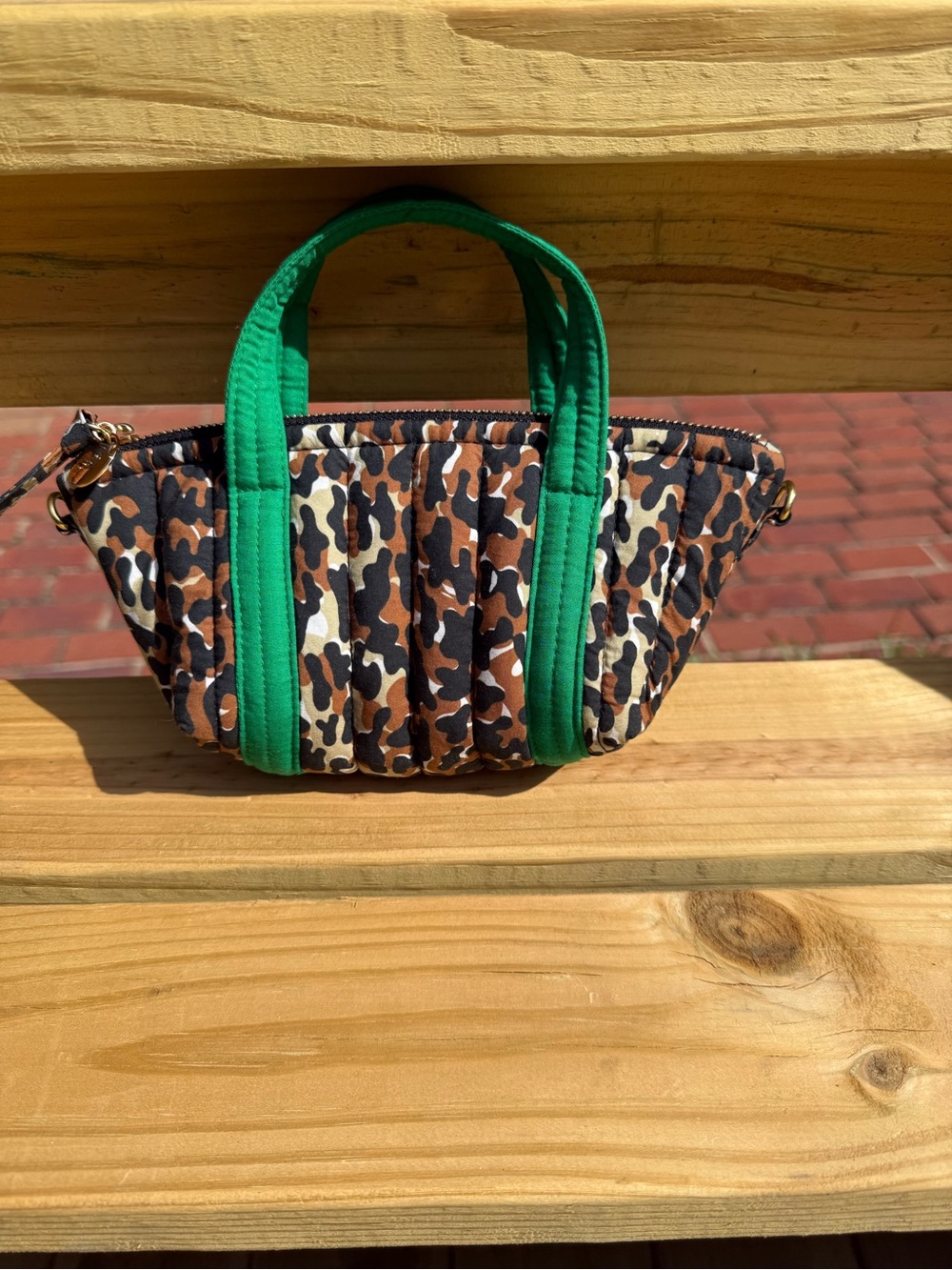 Clare V Leopard Print Mini Tote with Green Trim